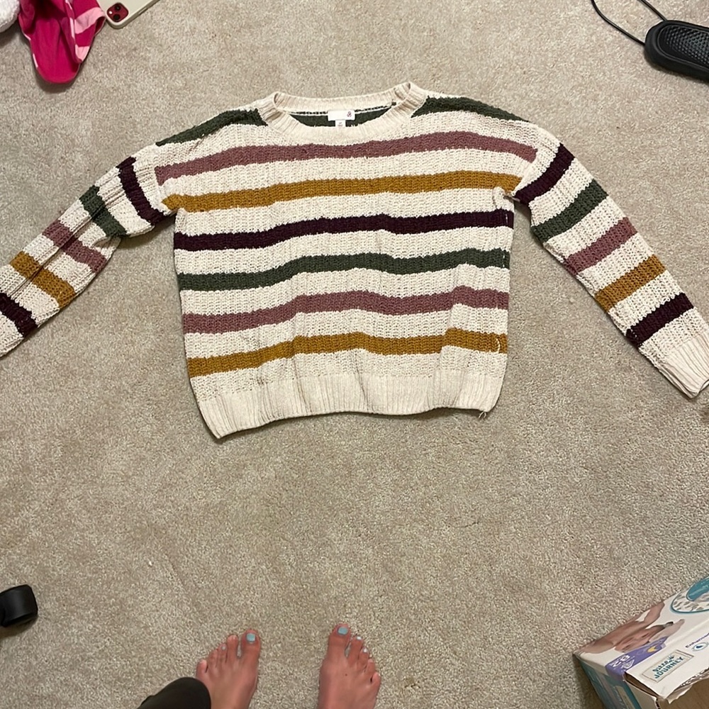 Lightly worn cropped, striped sweater